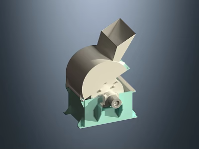 Industrial Equipment With Curved Component Green Base And Square Feed Inlet 3d model