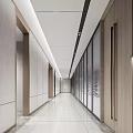 Modern Office Corridor Interior With Clean Lines Glass Partitions And Smooth Flooring