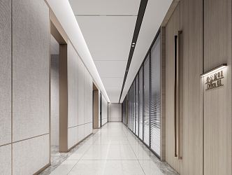 modern aisle office walkway 3d model