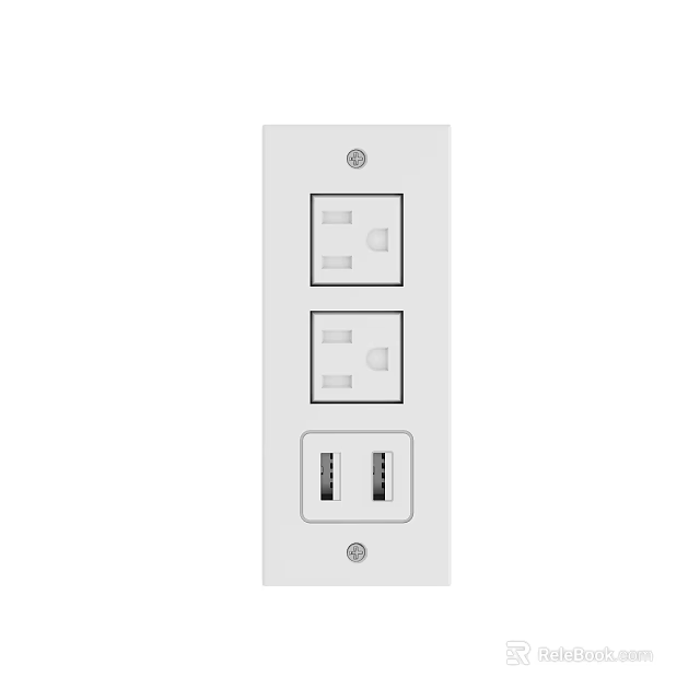 Office Electrical Socket With Double Power Outlets And USB Charging Ports 3d model 
