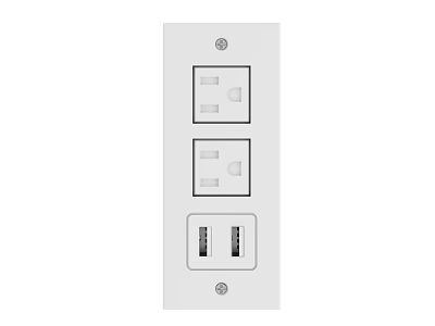 Office Electrical Socket With Double Power Outlets And USB Charging Ports 3d model