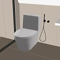 Sleek Modern White Toilet in Contemporary Bathroom with Tile Walls and Glass Shower
