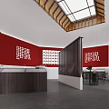 Traditional Chinese Intangible Cultural Heritage Exhibition With Red Decor And Display Counters