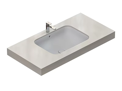 Modern Minimalist Bathroom Washbasin With Light Colored Countertop And Silver Faucet 3d model