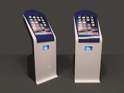 Public Facility Standing Self Service Kiosks With Interactive Touch Screens And Digital Interfaces 3d model