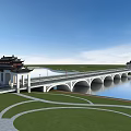 Traditional Chinese Paifang Archway With Ornate Roof White Pillars And Stone Plaque At Road Entrance