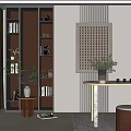 Modern Open Shelf Bookcase With Books Decor Items And Green Plants In Interior Space