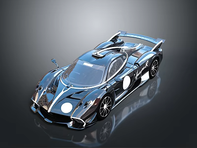 Sleek Black Supercar With Streamlined Design Large Rear Wing And Reflective Finish 3d model