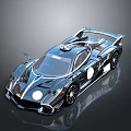 Sleek Black Supercar With Streamlined Design Large Rear Wing And Reflective Finish