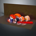 Fresh Sushi Platter With Assorted Maki Rolls Chopsticks And Soy Sauce