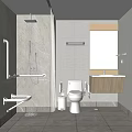 Public Restroom Handicap Accessible Design With Grab Bars Shower Toilet Sink Mirror And Tile Walls