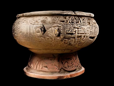 Ornamental Decorative Sculpture With Intricate Carvings And Traditional Base Stand Design 3d model