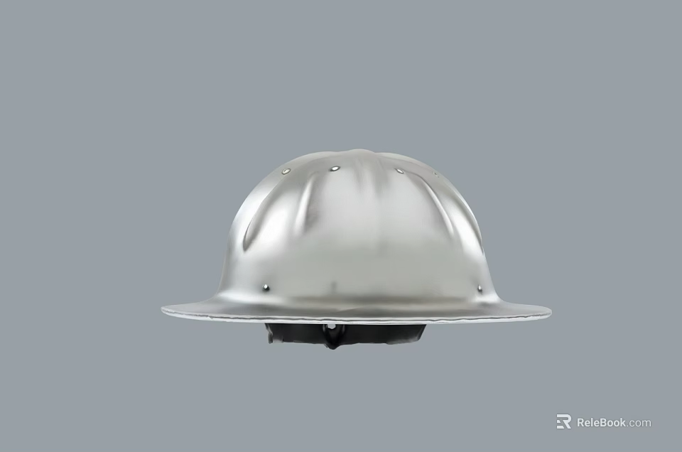 Man Wearing Silver Safety Helmet For Industrial Work Protection Gear 3d model 