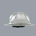 Man Wearing Silver Safety Helmet For Industrial Work Protection Gear