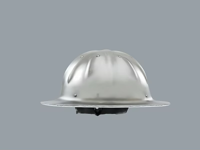 Man Wearing Silver Safety Helmet For Industrial Work Protection Gear 3d model