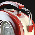 Vintage Radio With Red And Cream Body Handle Dial And Knobs