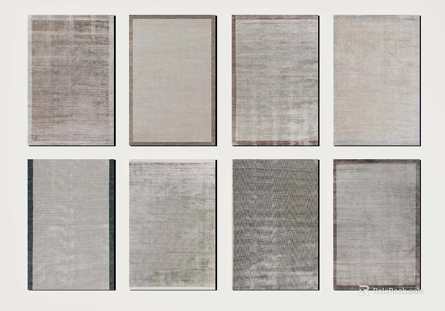 Square Rugs Collection Featuring Various Textures Neutral Colors And Modern Patterns 3d model