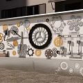 Creative Mechanical Gear Decorative Wall With Various Metal Gears And Intricate Details