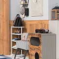 Wooden Shoe Cabinet With Cat Hole Design And Multi tier Shelf For Shoes And Bags