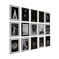 Black and White Framed Art Print Collection with Various Themes for Wall Decor