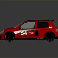 Red and Black Small Racing Car with Number 54 and White Accents