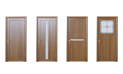 Wooden door four combination 3d model