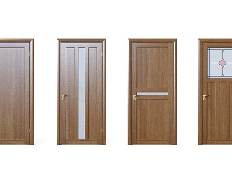 Wooden door four combination 3d model