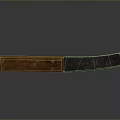 Vintage Weapon Knife with Metal Blade Brown Wooden Handle and Metal Ring