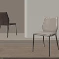 Modern Leather Dining Chairs With Metal Legs Brown And Beige In Minimalist Interior Wooden Floor