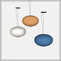 Modern Round Pendant Lights With White Orange Blue Pleated Design For Interior