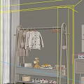 White Floor Standing Clothes Hanger With Hanging Light Clothes And Stuffed Giraffe