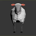 Low Poly Sheep Character With White Body Red Ears And Gray Legs