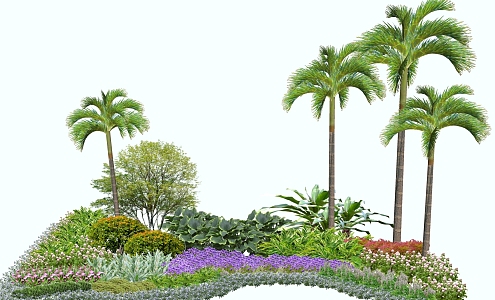 Tropical Style Trees and Grasses Plant Group Greening Group 3d model