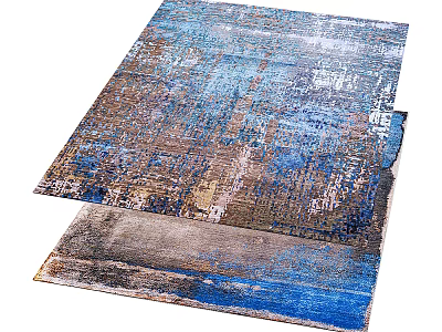Elegant Square Carpet With Blue Brown Abstract Patterns And Soft Texture 3d model