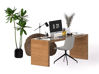 modern office desk and chair 3d model