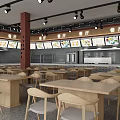 520 Supermarket Interior Design With Shelves Products Tables Chairs And Green Plants