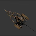 Brown Military Tank With Long Cannon And Wheeled Artillery Structure