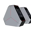 Dual Computer Speakers With Modern Geometric Design Black Gray Finish And Red Accent Lines