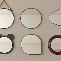 Various Shaped Decorative Mirrors Hanging On Beige Wall For Home Decor 3d model
