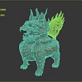 Traditional Bronze Mythical Beast Ornament Decorative Figurine With Flame Shaped Details And Intricate Patterns