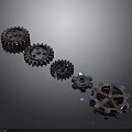 Premium Hardware Tools Showcasing Metallic Gears Arranged Sequentially with Precision Engineering 3d model