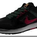 Nike Black Sneakers with Green Laces Red Accents Leather Upper and White Sole Design