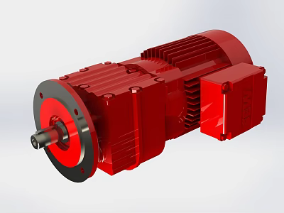 Red Industrial Mechanical Gear Motor With Gearbox And Metal Housing Design 3d model