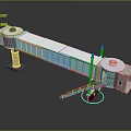 Industrial Machinery Structure With White Main Body Blue Panels Circular Tops Connecting Platform And Ladder