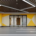 Yuexun Shopping Mall Parking Garage Entrance With Blue Car Direction Arrows And Decorative Lighting