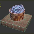Home Decorative Woven Storage Basket With Blue Checkered Cloth On Brown Mat