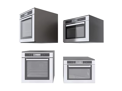 Modern Kitchen Ovens In Various Black And White Stylish Designs 3d model