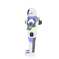 Man Wearing White and Purple Astronaut Suit with Gray Accents Arms Outstretched