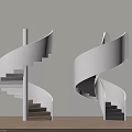 Two Spiral Stairs With Light And Dark Steps On Light Wall Wooden Floor Background