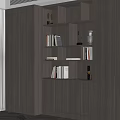 Modern Gray Built in Bookcase with LED Lighting Shelves Books and Decor Items